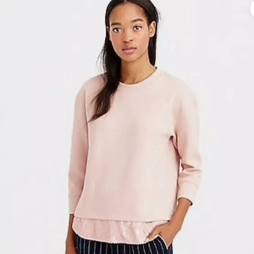 J. Crew Blush Pink Sequin Hem Sweatshirt Pullover Top XS